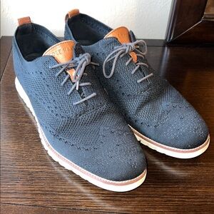 Cole Haan Black Knit Oxford Shoes with Tan Accents mens